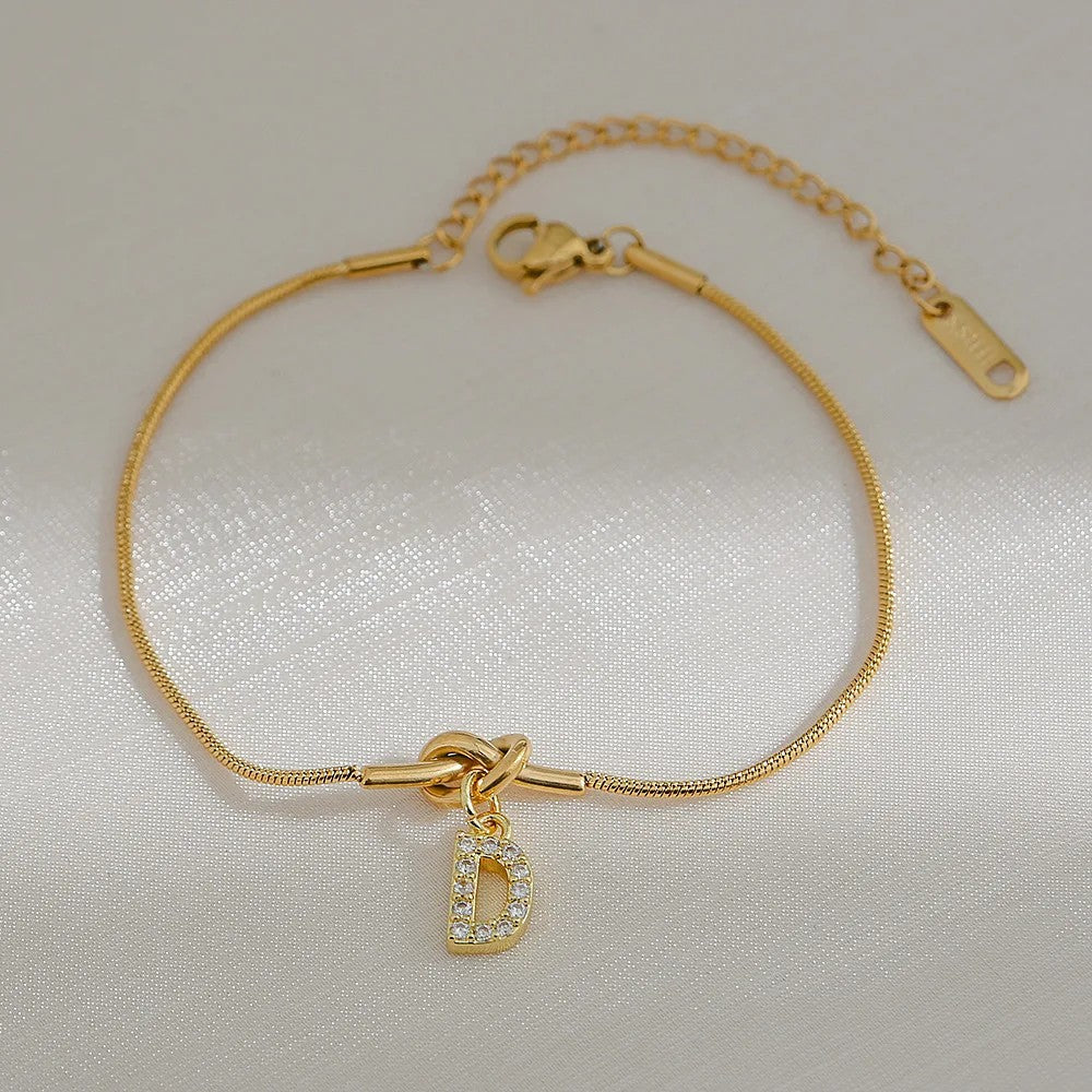 Crystal Initial Knot Bracelet