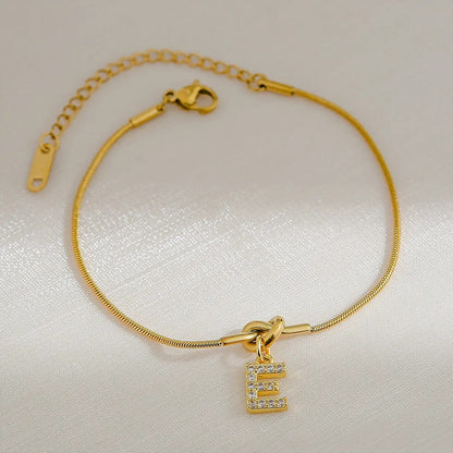Crystal Initial Knot Bracelet