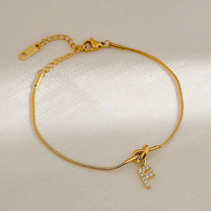 Crystal Initial Knot Bracelet