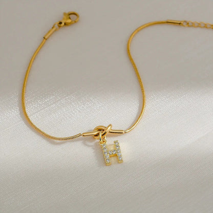 Crystal Initial Knot Bracelet