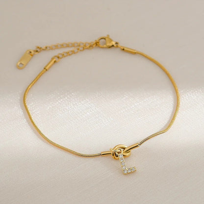 Crystal Initial Knot Bracelet
