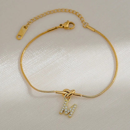Crystal Initial Knot Bracelet