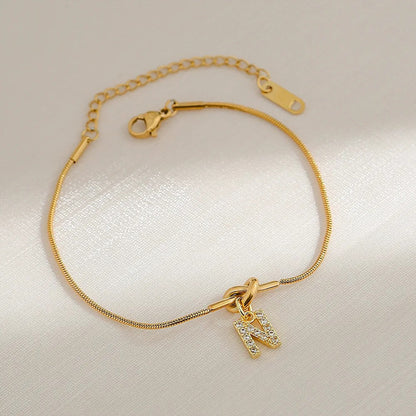 Crystal Initial Knot Bracelet