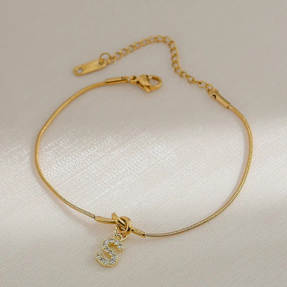 Crystal Initial Knot Bracelet