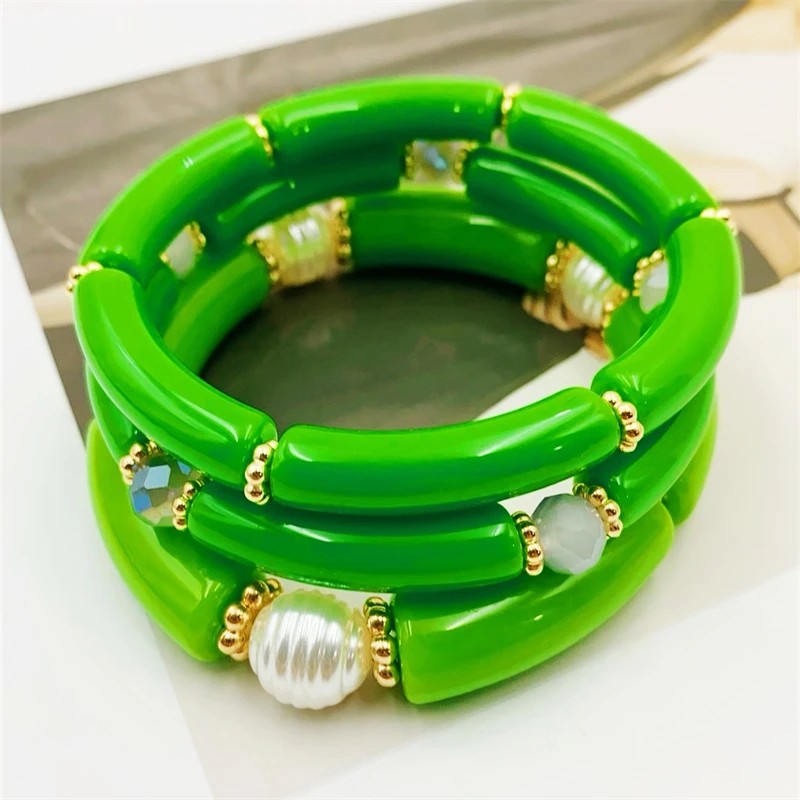 Sea Glass & Pearl Stackable Bracelet Set