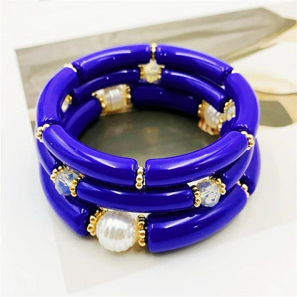 Sea Glass & Pearl Stackable Bracelet Set