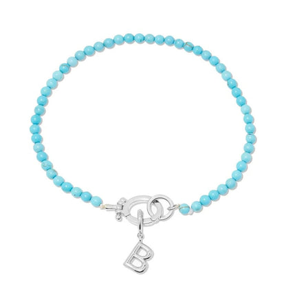 Turquoise Bead Initial Bracelet