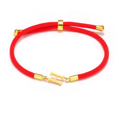 Red Woven Initial Letter Bracelet