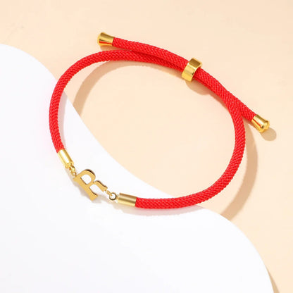 Red Woven Initial Letter Bracelet
