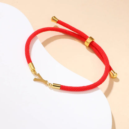 Red Woven Initial Letter Bracelet