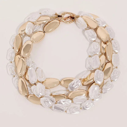 Layered Pearl & Gold Collar Necklace
