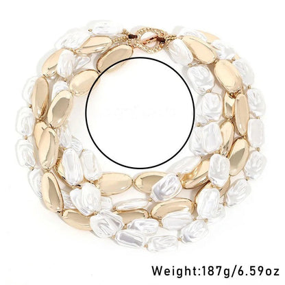 Layered Pearl & Gold Collar Necklace