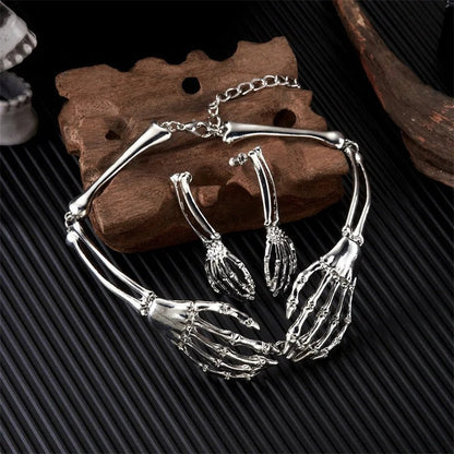 Skeleton Hand Necklace & Earring Set