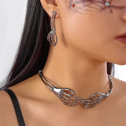 Skeleton Hand Necklace & Earring Set
