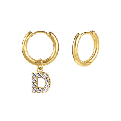 Zircon Initial Hoop Earring