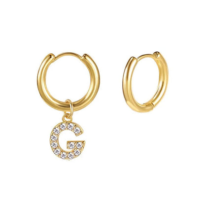 Zircon Initial Hoop Earring