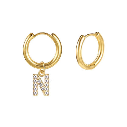 Zircon Initial Hoop Earring