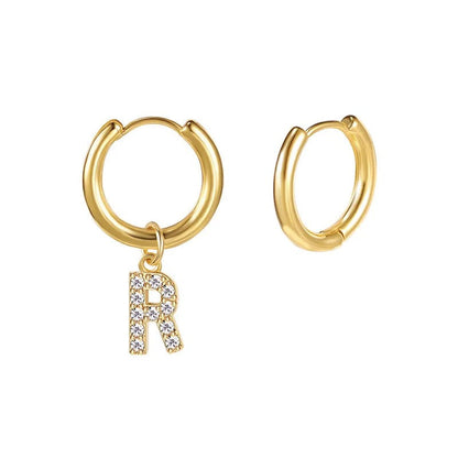 Zircon Initial Hoop Earring