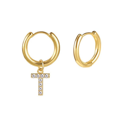 Zircon Initial Hoop Earring