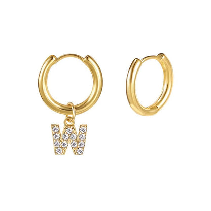 Zircon Initial Hoop Earring