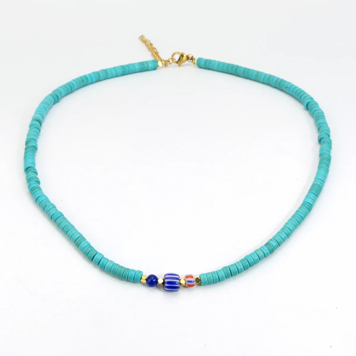 Turquoise Beaded Evil Eye Necklace