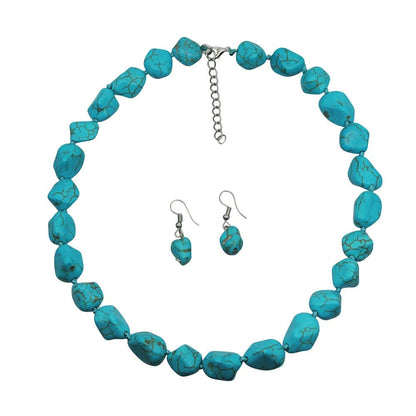 Turquoise Oval Beaded Necklace Set