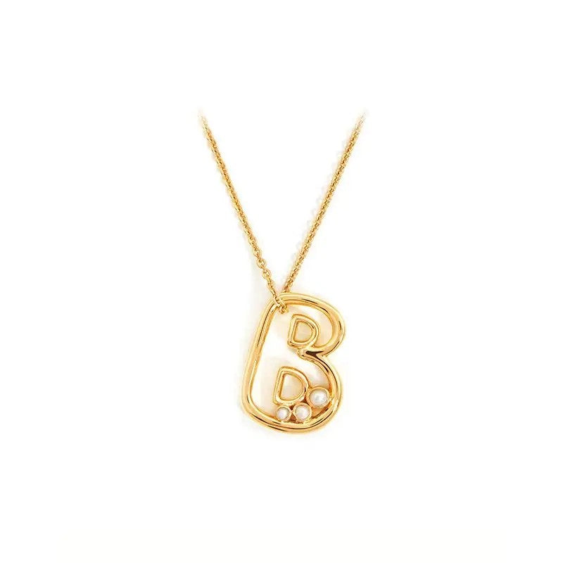 Pearl Initial Heart Necklace