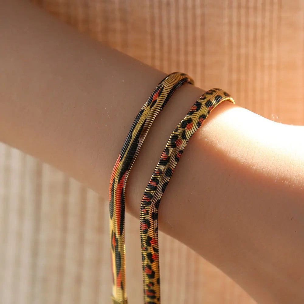2pc Leopard Snake Chain Bracelet
