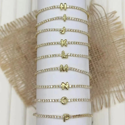 Crystal Initial Tennis Bracelet Set
