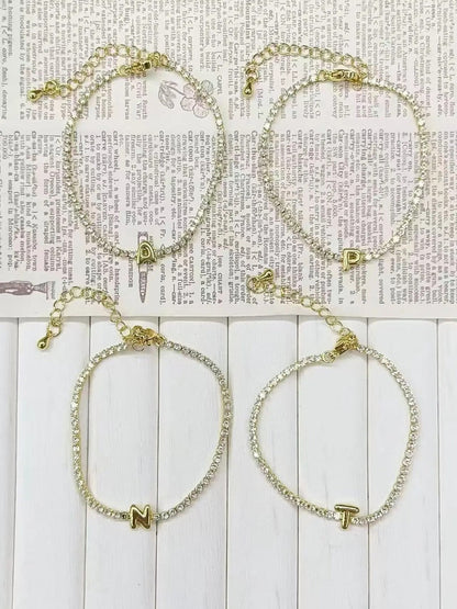 Crystal Initial Tennis Bracelet Set