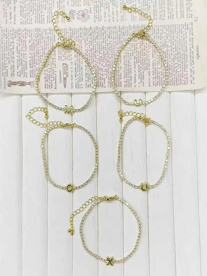 Crystal Initial Tennis Bracelet Set