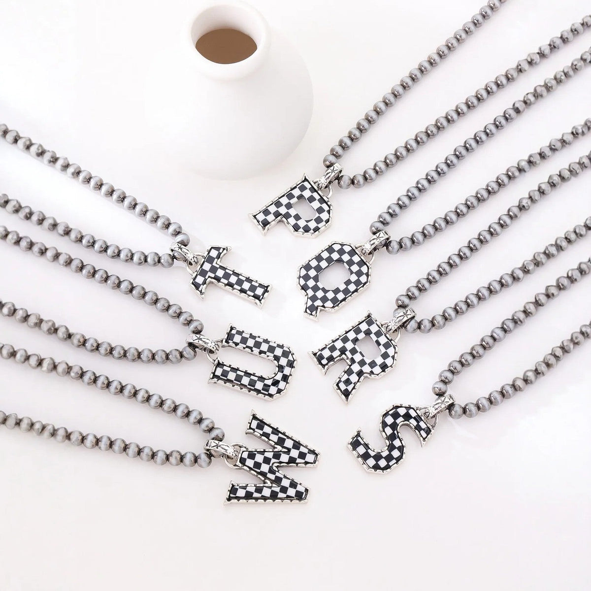 Checkerboard Letter Necklace
