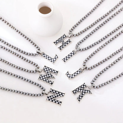Checkerboard Letter Necklace