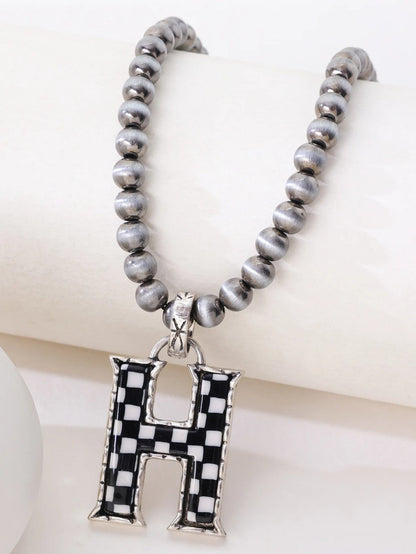 Checkerboard Letter Necklace