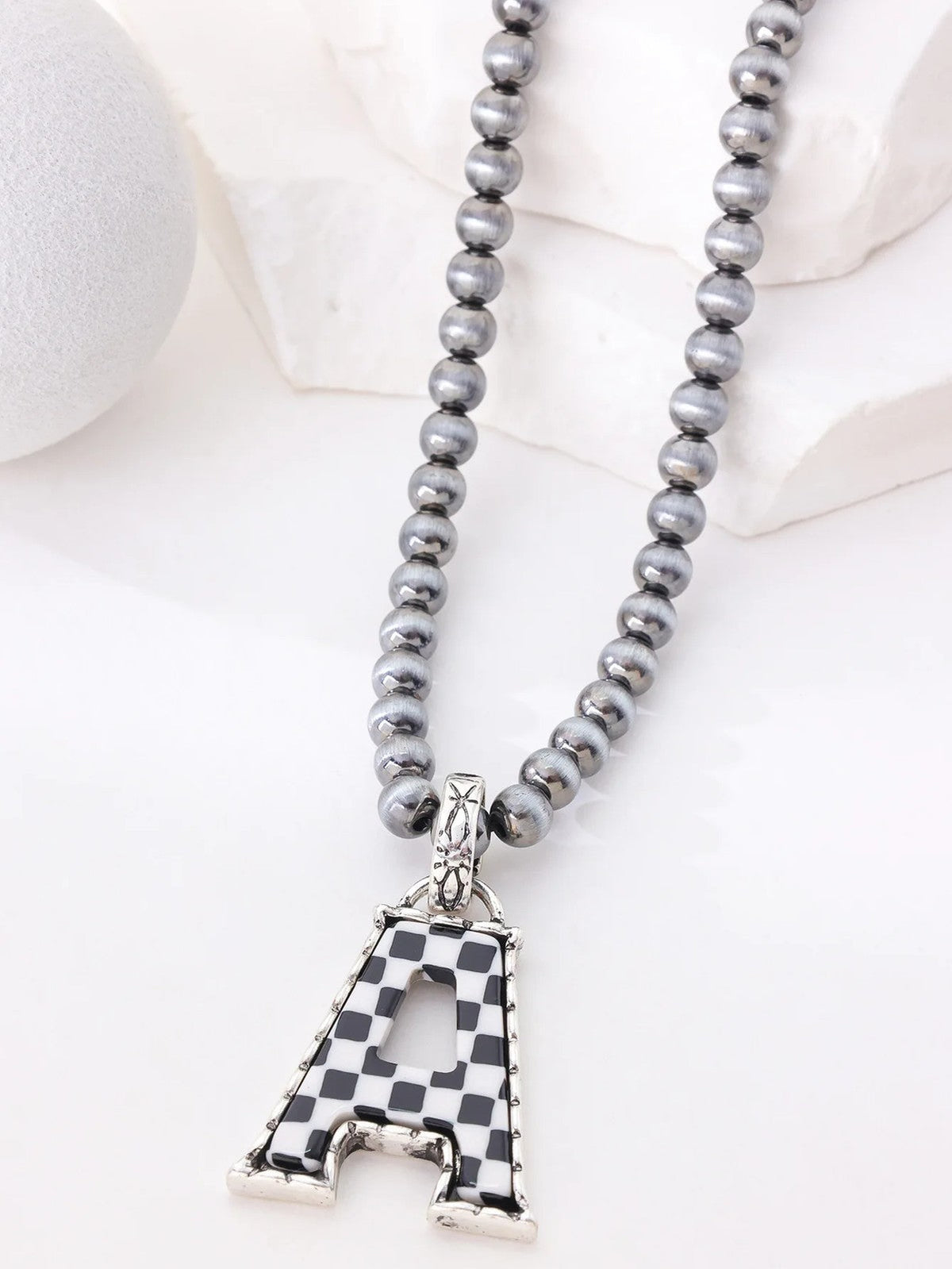 Checkerboard Letter Necklace