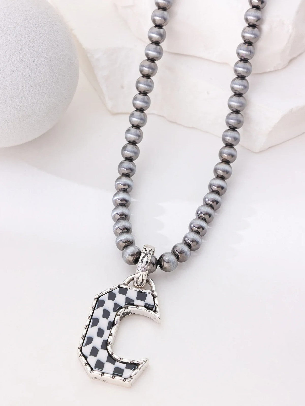 Checkerboard Letter Necklace