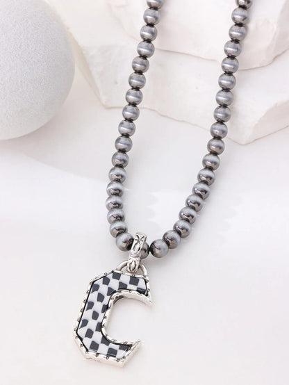 Checkerboard Letter Necklace