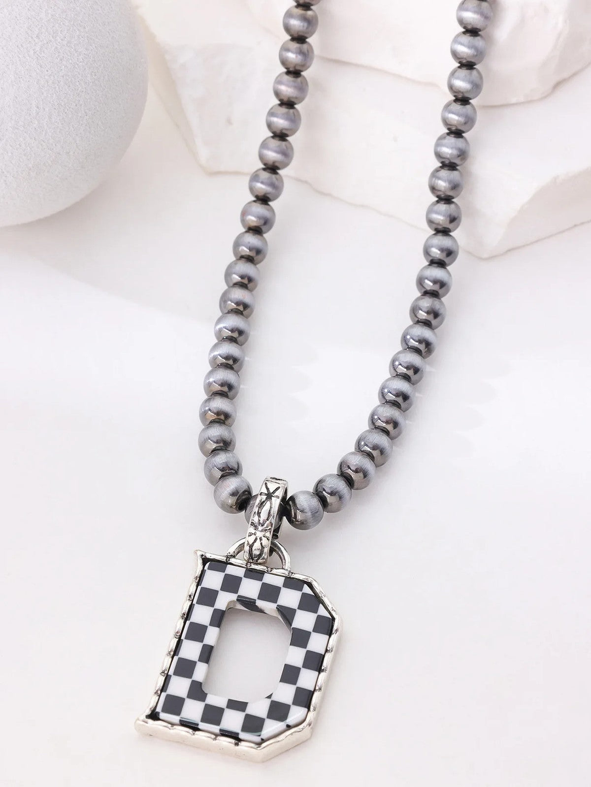 Checkerboard Letter Necklace