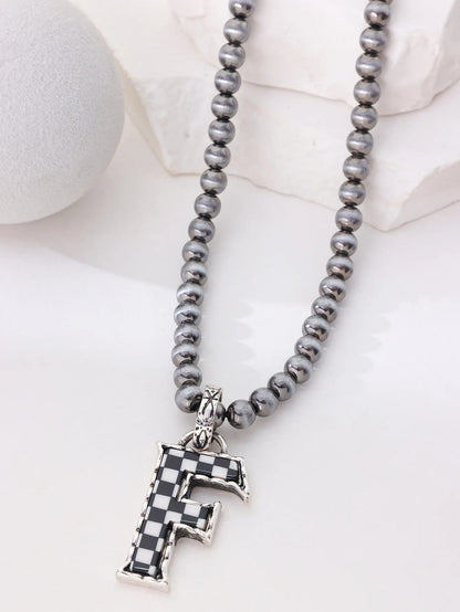 Checkerboard Letter Necklace