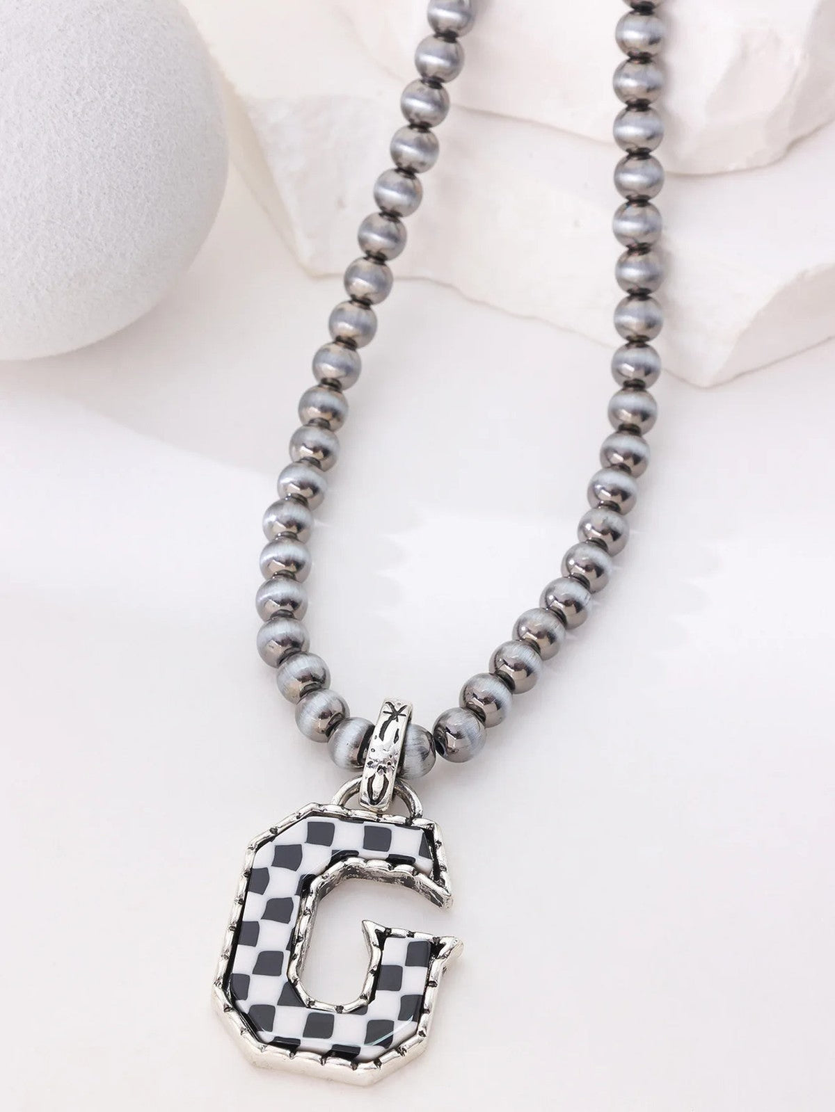 Checkerboard Letter Necklace