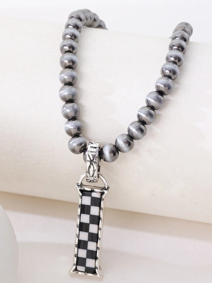 Checkerboard Letter Necklace