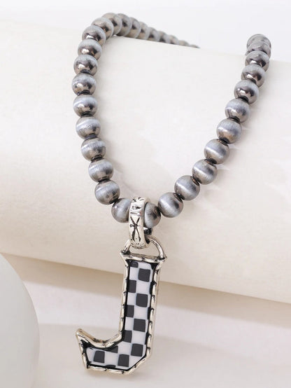 Checkerboard Letter Necklace