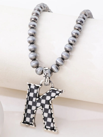 Checkerboard Letter Necklace