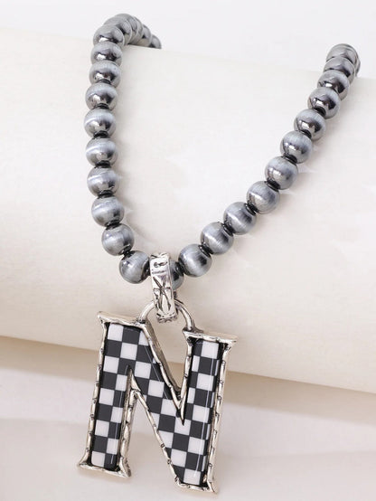 Checkerboard Letter Necklace