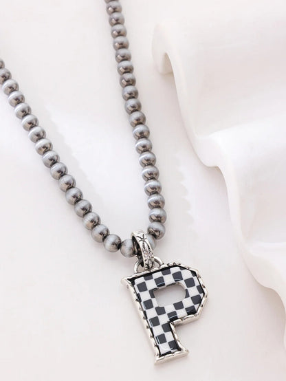 Checkerboard Letter Necklace