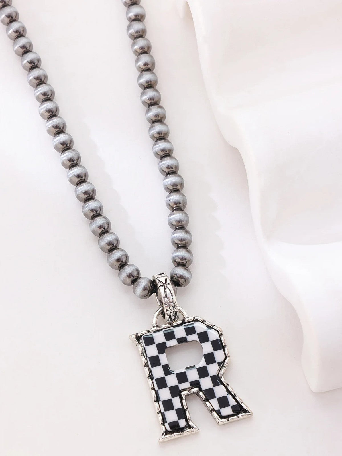 Checkerboard Letter Necklace