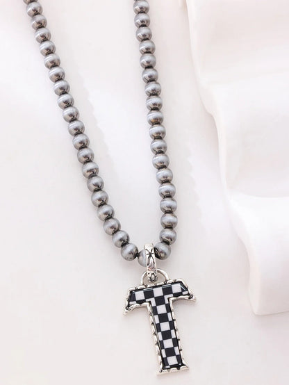 Checkerboard Letter Necklace