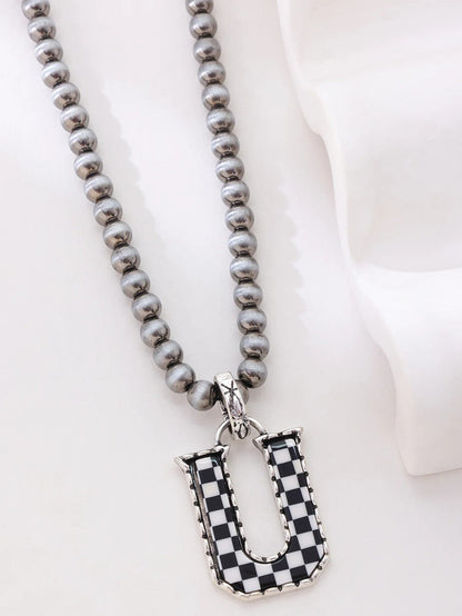 Checkerboard Letter Necklace