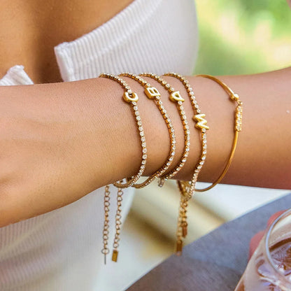 Crystal Initial Bracelet