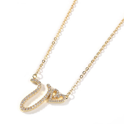 Crystal Cursive Initial Necklace